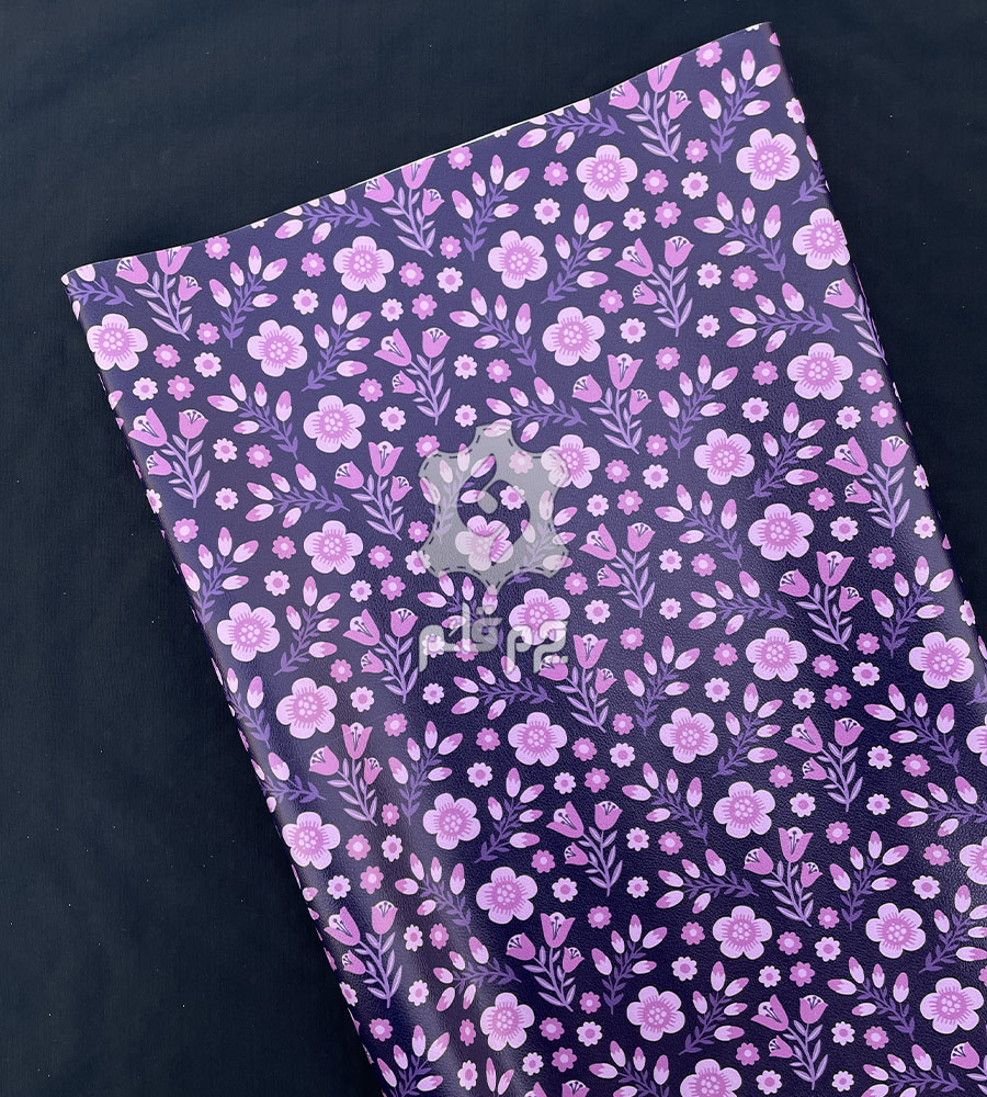 چرم فانتزی طرح گل های بنفش