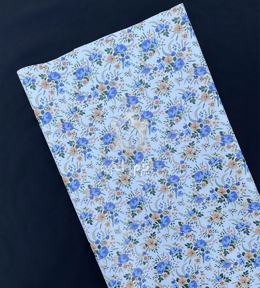 چرم مصنوعی فانتزی طرح گل آبی